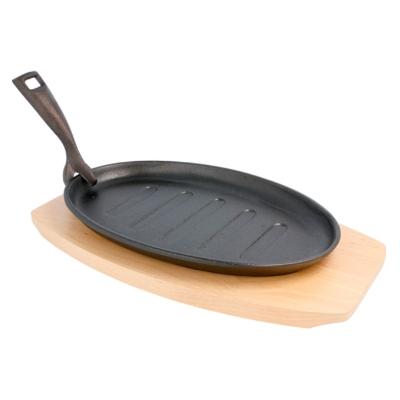PLATO CAMPESTRE OVALADO HIERRO FUNDIDO CON BASE DE MADERA - 270x180 MM