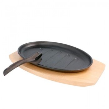 PLATO CAMPESTRE OVALADO HIERRO FUNDIDO CON BASE DE MADERA - 270x180 MM