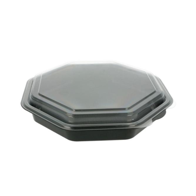 COMBO ENVASE DE BASE NEGRA Y TAPA TRANSPARENTE OCTAGONAL - 1.064 ML (200 Unidades)