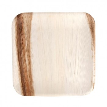 PLATO HOJA DE ARECA CUADRADO ACABADO NATURA - 24x24 CM