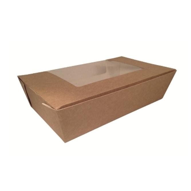 BOX MENÚ CON VENTANA EN KRAFT NATURAL - 20/18x12/10x5 CM (200 Unidades)