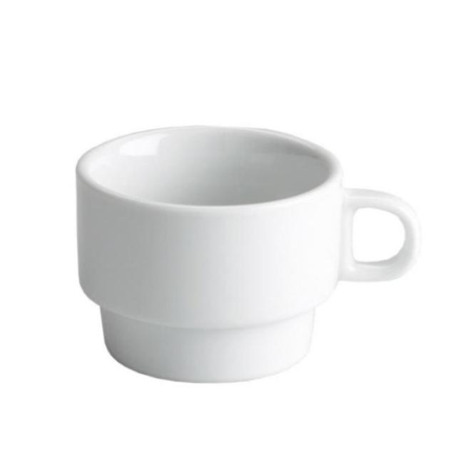 TAZA DE PORCELANA BLANCA  APILABLE PARA TÉ Y CAFÉ CON LECHE - 220 ML