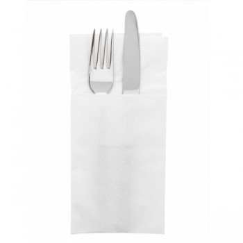 SERVILLETA ECOLABEL BLANCA PLEGADO CANGURO - 40x40 CM