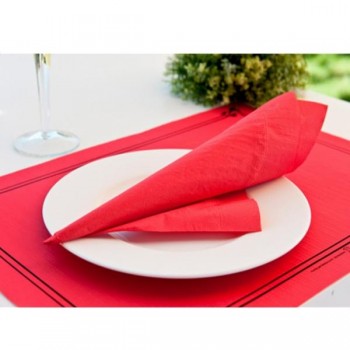 MANTELINES INDIVIDUALES ROJOS DISEÑO CLÁSICO DE ORLA  - 31x43CM