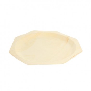 PLATO LLANO OCTOGONAL DE MADERA ACABADO  NATURAL - 26x2,2 CM