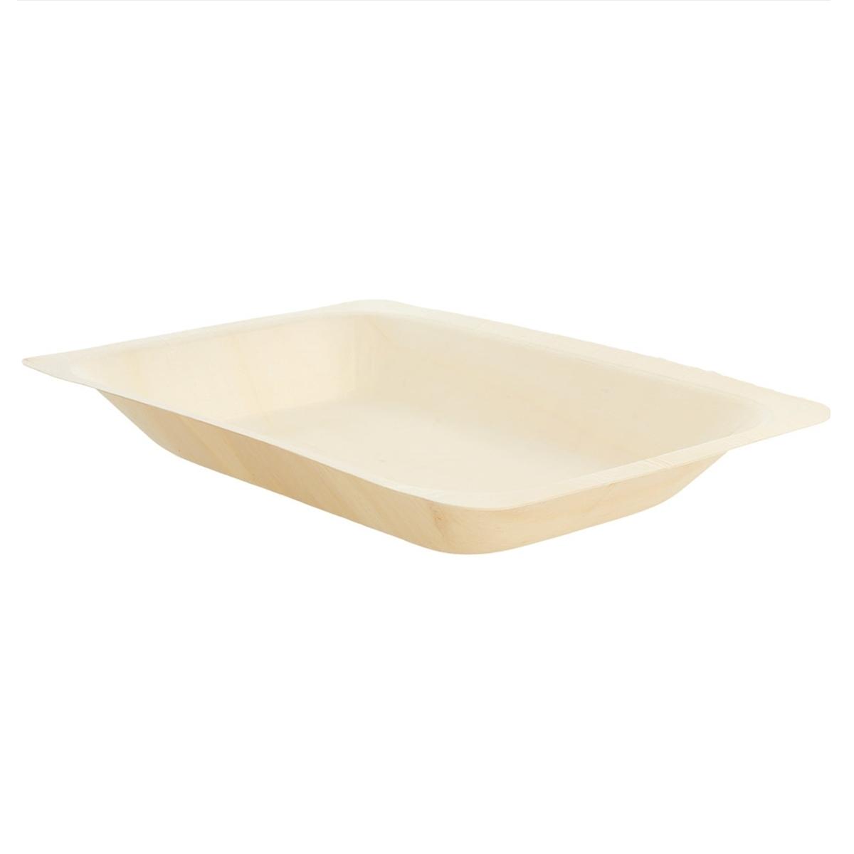 BANDEJA RECTANGULAR DE MADERA - 19,5x14x3 CM (200 Unidades)