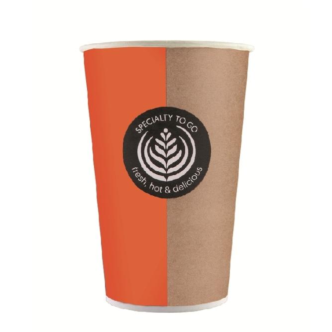 VASO BICOLOR DE CAFÉ PARA LLEVAR CON ALTO ESPECIAL - 360 ML (1100 Unidades)