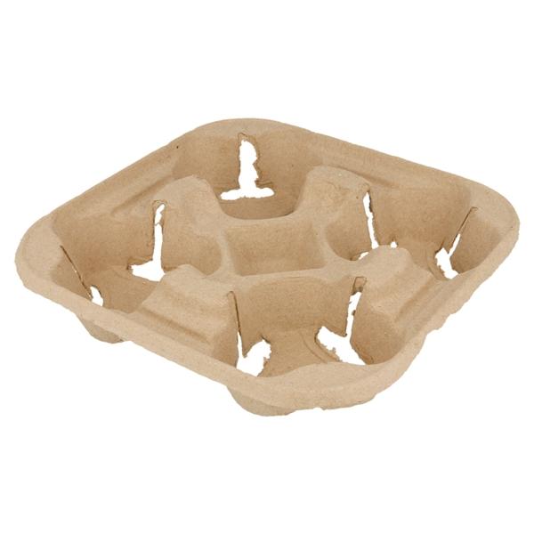 BANDEJA PORTAVASOS COMPOSTABLE PARA 4 VASOS (250 Unidades)