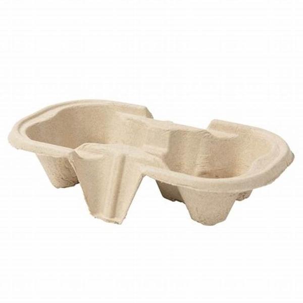 BANDEJA COMPOSTABLE TRANSPORTE 2 VASOS BEDIDA CALIENTE - 18,5x11,2x5 CM (460 Unidades)