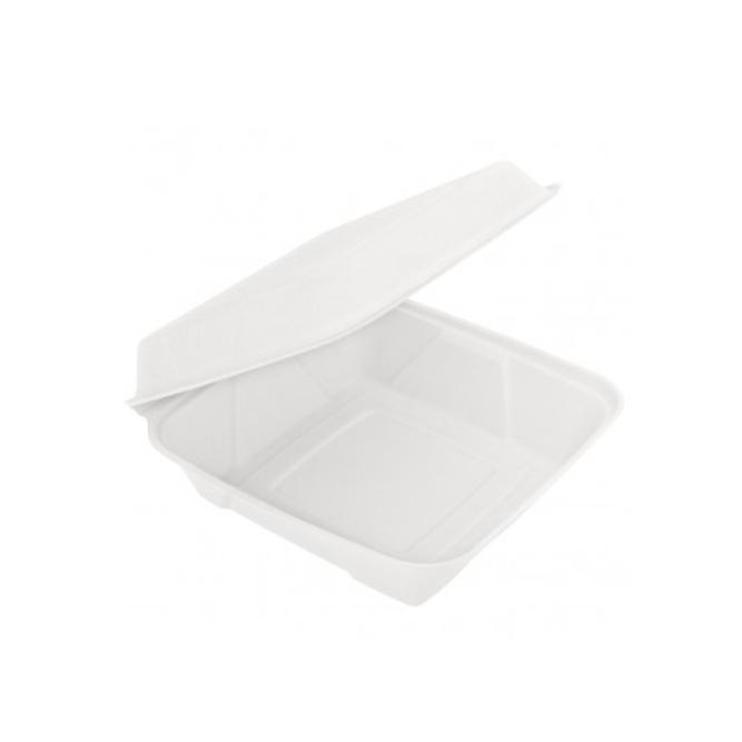 CAJA BLANCA DE MENÚ PARA LLEVAR DE BAGAZO - 22,5x22,5x7,5 CM (200 Unidades)