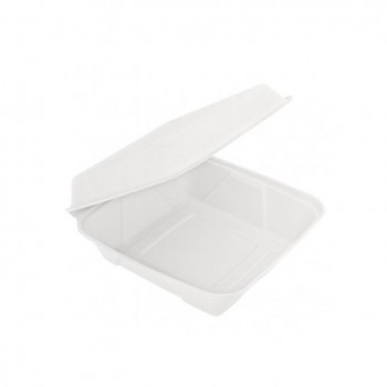 CAJA BLANCA DE MENÚ PARA LLEVAR DE BAGAZO - 22,5x22,5x7,5 CM