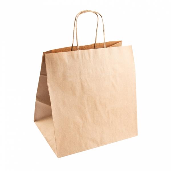 BOLSA KRAFT ASA RIZADA - 26+20x27 CM (250 Unidades)