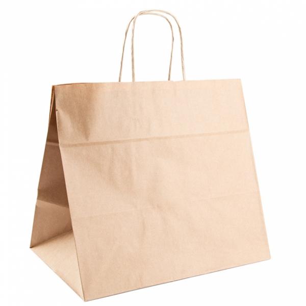 BOLSA KRAFT ASA RIZADA - 32+21x28,5 CM (250 Unidades)
