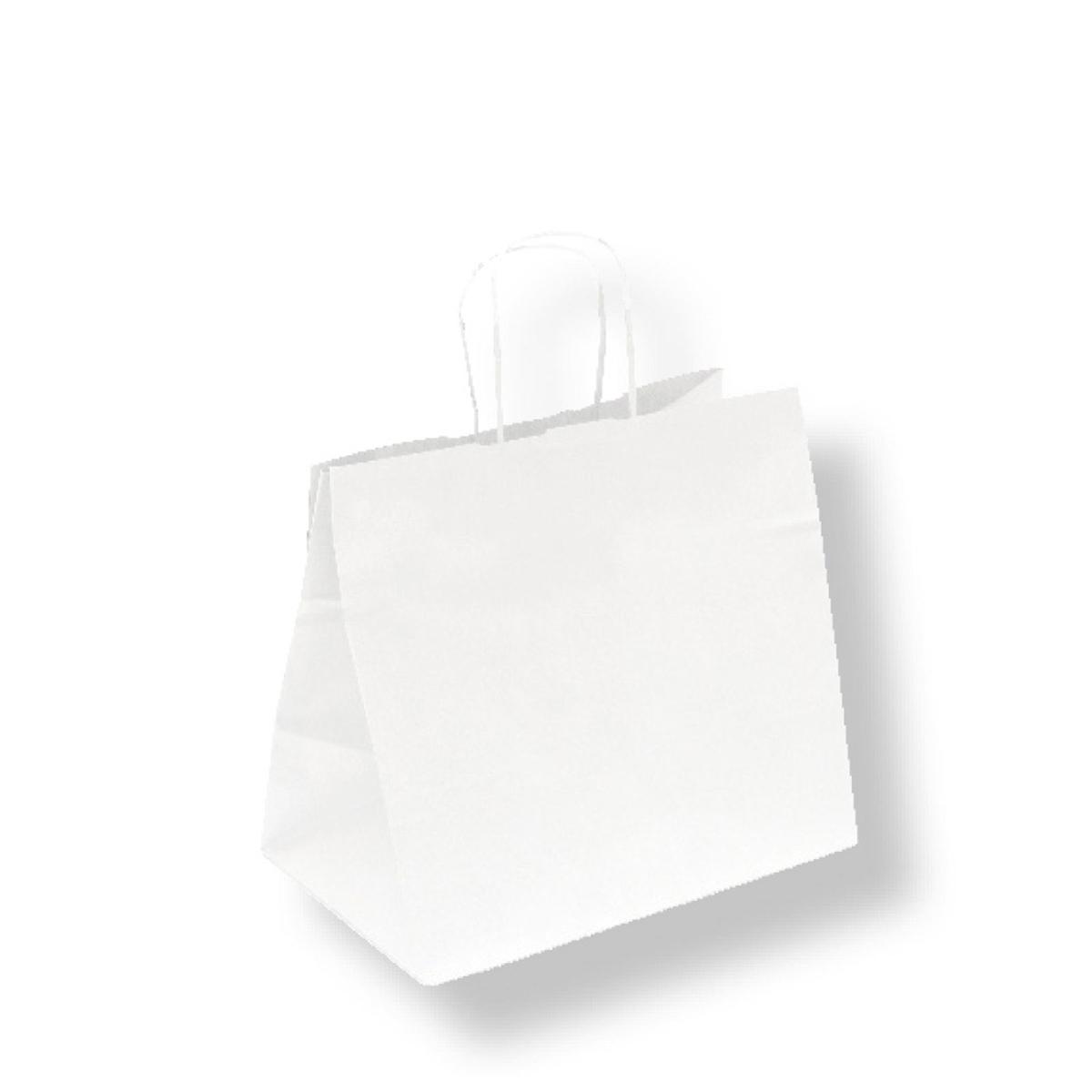BOLSA BLANCA PAPEL CON ASA RIZADA - 26+17x24 CM (250 Unidades)
