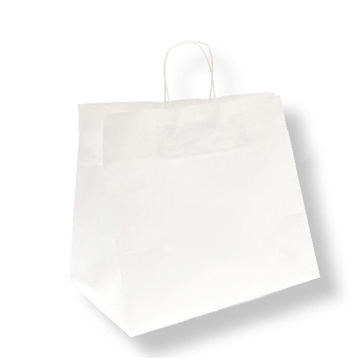 BOLSA BLANCA PAPEL ASA RIZADA - 32+21x28,5 CM (250 Unidades)
