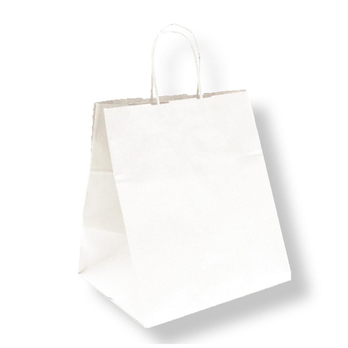 BOLSA PAPEL BLANCA ASA RIZADA - 26+20x27 CM (250 Unidades)