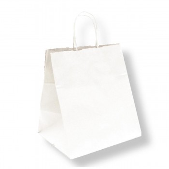 BOLSA PAPEL BLANCA ASA RIZADA - 26+20x27 CM