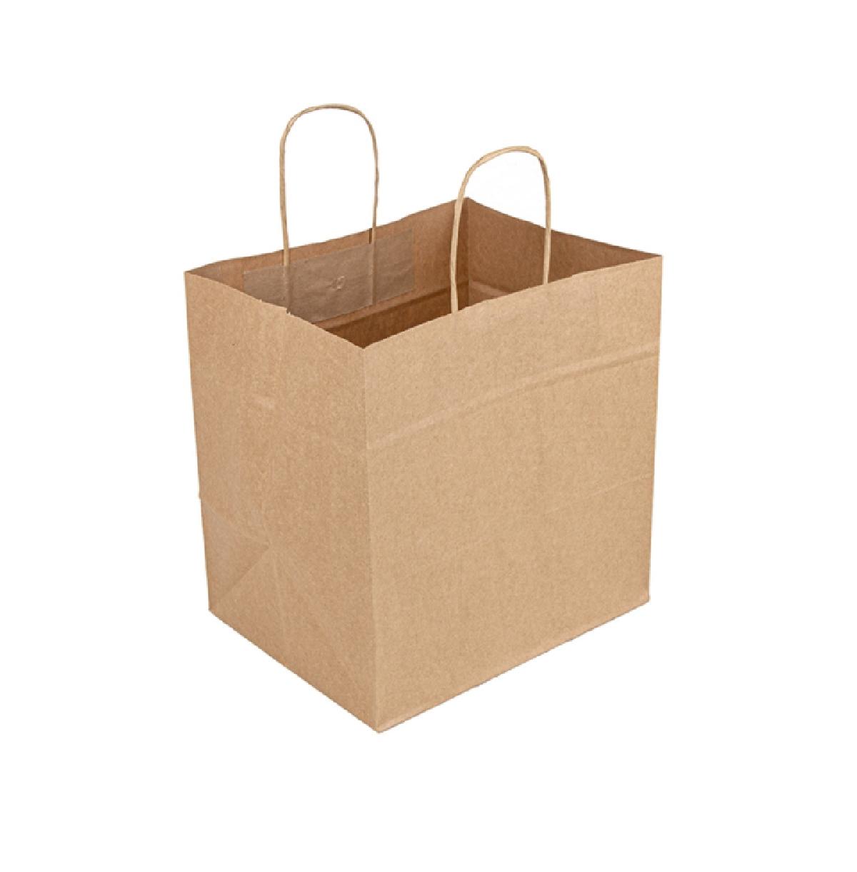 BOLSA KRAFT ASA RIZADA HAVANA NATURAL - 24+15x29 CM (250 Unidades)