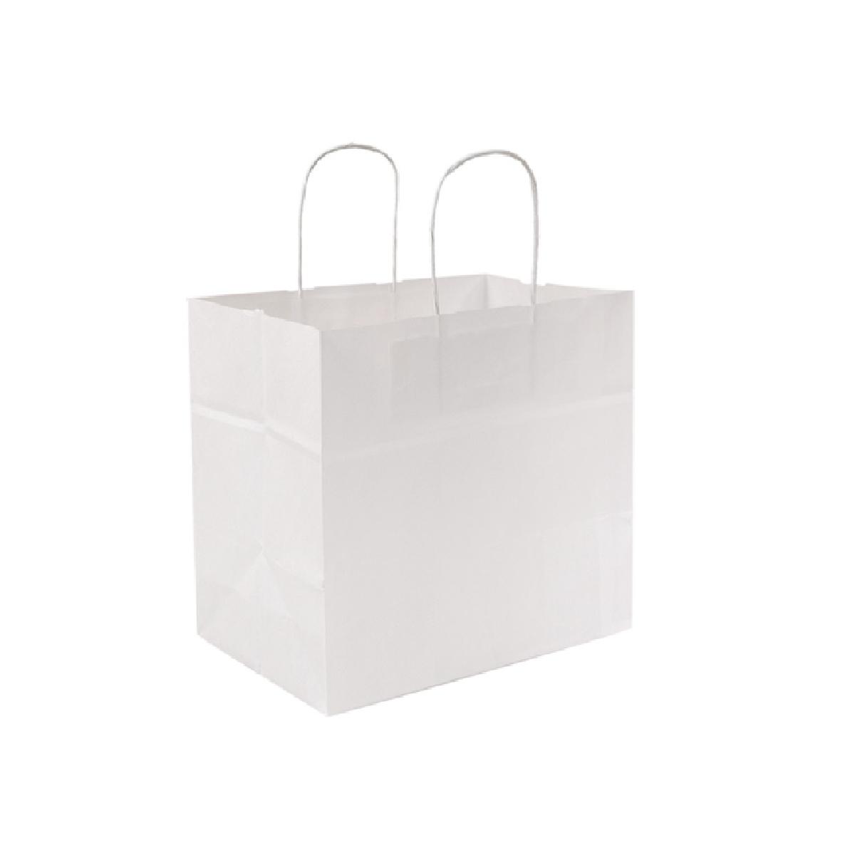BOLSA PAPEL BLANCA CON ASA RIZADA - 24+15x29 CM (250 Unidades)