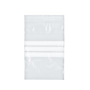 BOLSA ZIP AUTOCIERRE TRANSPARENTE CON BANDAS DE ESCRITURA - 12x18 CM