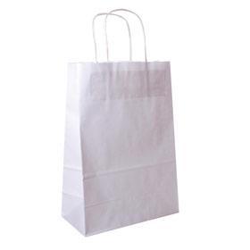 BOLSA BLANCA DE CELULOSA CON ASA RIZADA - 32+16x43 CM (250 Unidades)