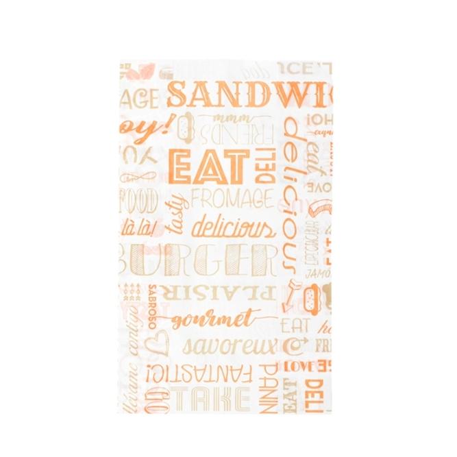 BOLSA PAPEL ANTIGRASA PAROLE NARANJA - 14+7x22 CM (500 Unidades)