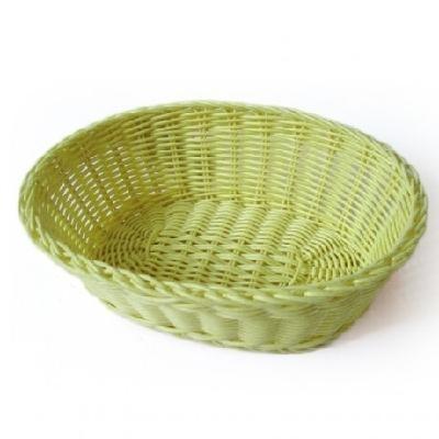 CESTA REDONDA DE POLIPROPILENO SÍMIL MIMBRE VERDE ANÍS - 23x17x8 CM
