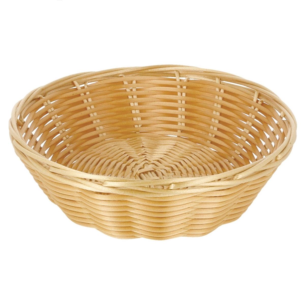 CESTA REDONDA DE POLIPROPILENO SÍMIL MIMBRE ACABADO NATURAL - 18x5 CM