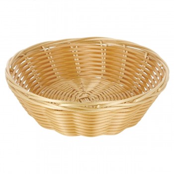 CESTA REDONDA DE POLIPROPILENO SÍMIL MIMBRE ACABADO NATURAL - 18x5 CM