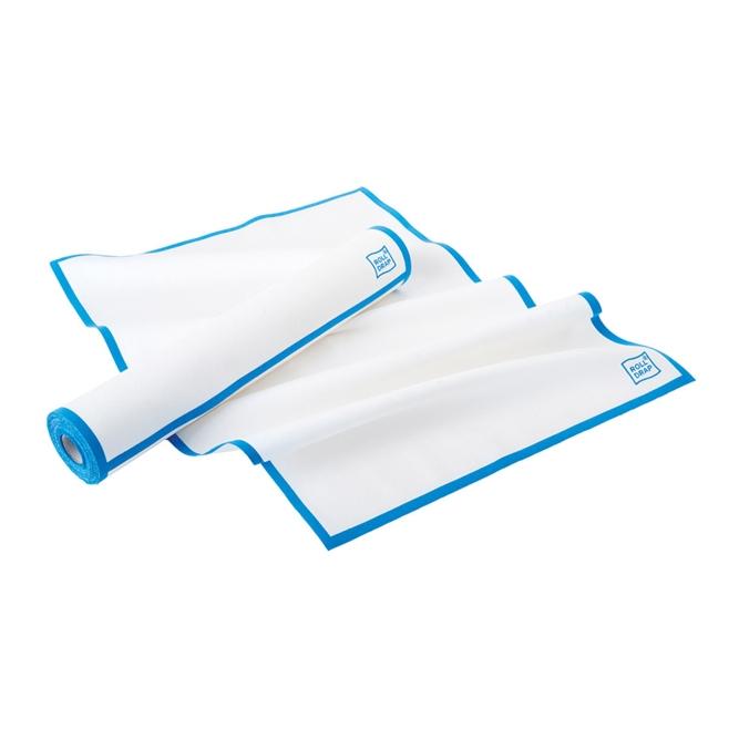 ROLLO DE 10 PAÑOS DE ALGODÓN BLANCO Y AZUL - 0,40x6,4 CM