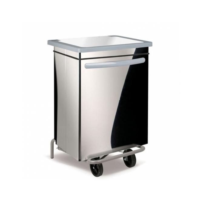 CUBO MÓVIL A PEDAL DE ACERO INOXIDABLE GRAN CAPACIDAD - 70 L