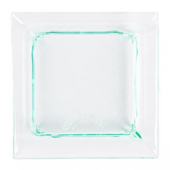 PLATO CUADRADO TRANSPARENTE VERDE AGUA PARA SNACKDISH - 6,3x6,3x1,5 CM