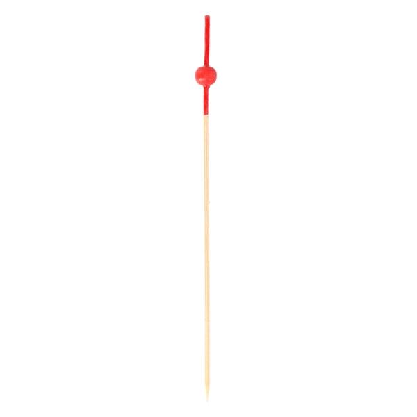 PICK PINCHITO DE BAMBÚ CON BOLA ROJA - 12 CM