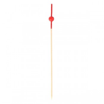 PICK PINCHITO DE BAMBÚ CON BOLA ROJA - 12 CM
