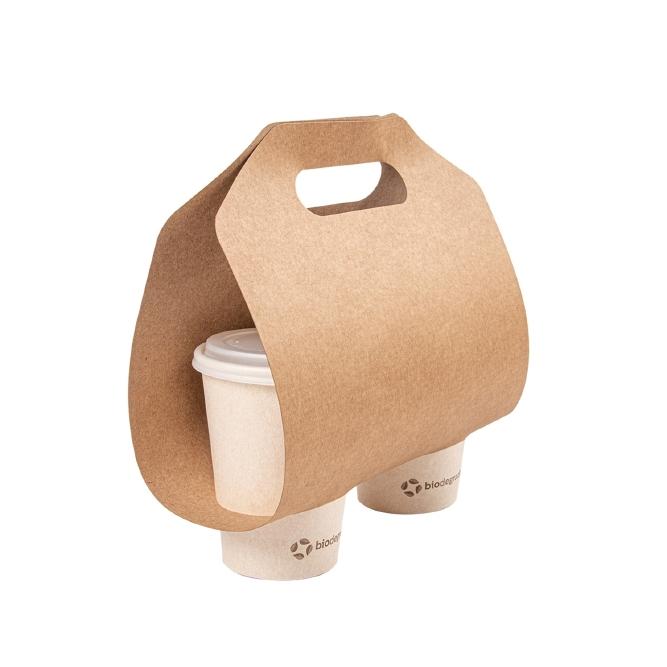 BANDEJA KRAFT CUP CARRIER PARA  2 VASOS DE CAFÉ - 46,5x26,5 CM (400 Unidades)
