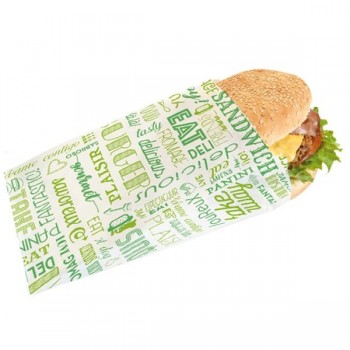 BOLSA PAPEL ANTIGRASA PARA HAMBURGUESA GRANDE PAROLE VERDE - 14+7x22 CM