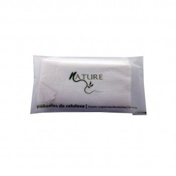 PAQUETE PAÑUELOS CON BOLSA AUTOCIERRE LÍNEA NATURE PARA HOTEL