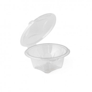 ENVASE REDONDO CON TAPA BISAGRA TRANSPARENTE - 750 ML