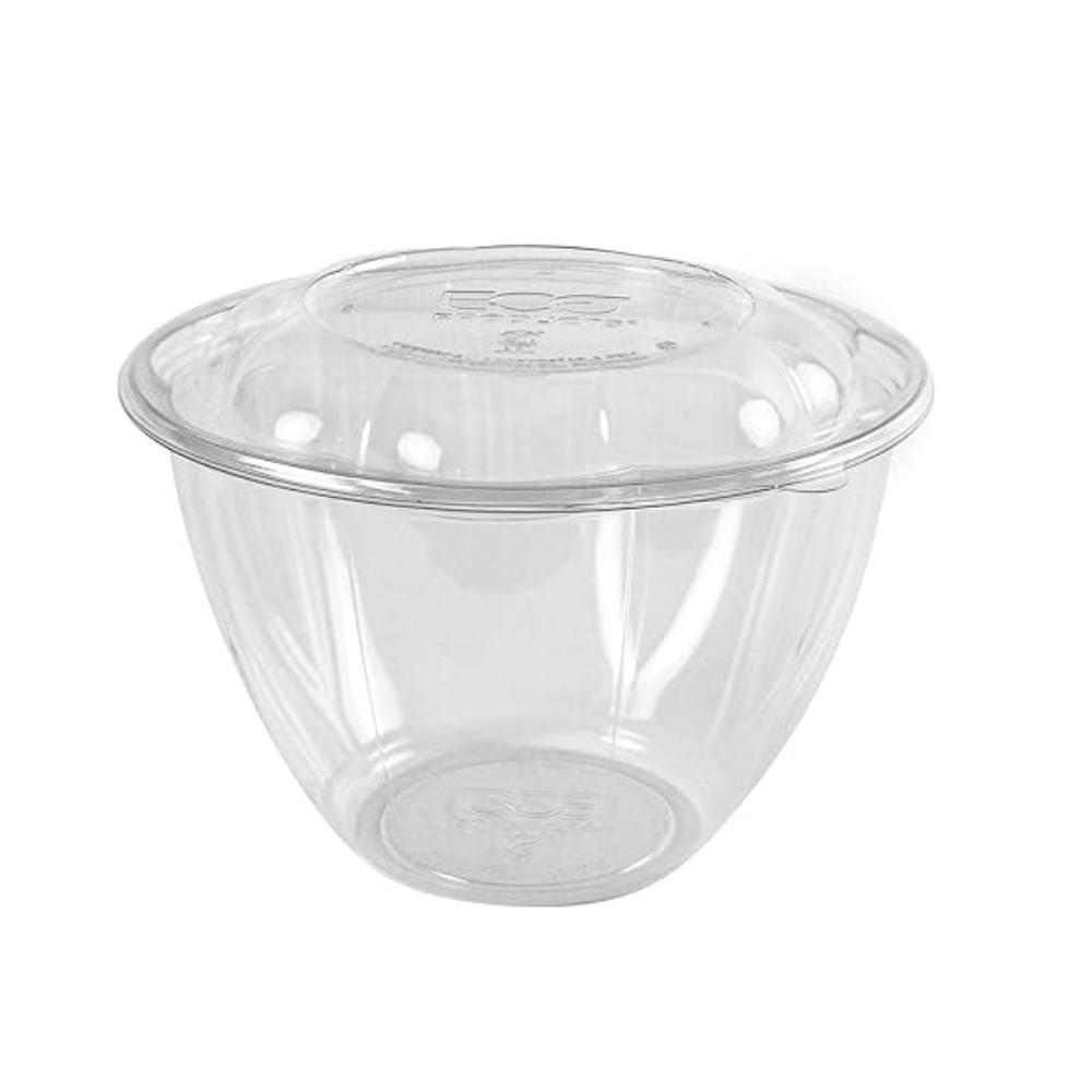 COMBO DE ENSALADERA CON TAPA TRANSPARENTES DE PLA COMPOSTABLES - 1.420 ML (150 Unidades)