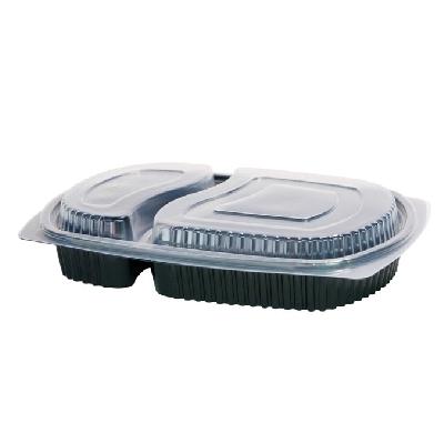 BASE NEGRA RECTANGULAR HOTMEAL DE 2 COMPARTIMENTOS - 750+360 ML (400 Unidades)