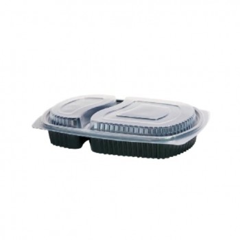 TAPA TRANSPARENTE HOTMEAL DE 2 COMPARTIMENTOS - 26x18,5x2,5 CM