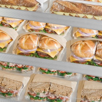 BOLSA PARA BOCADILLO HAMBURGUESA KRAFT CON VENTANA - 12+6x26 CM