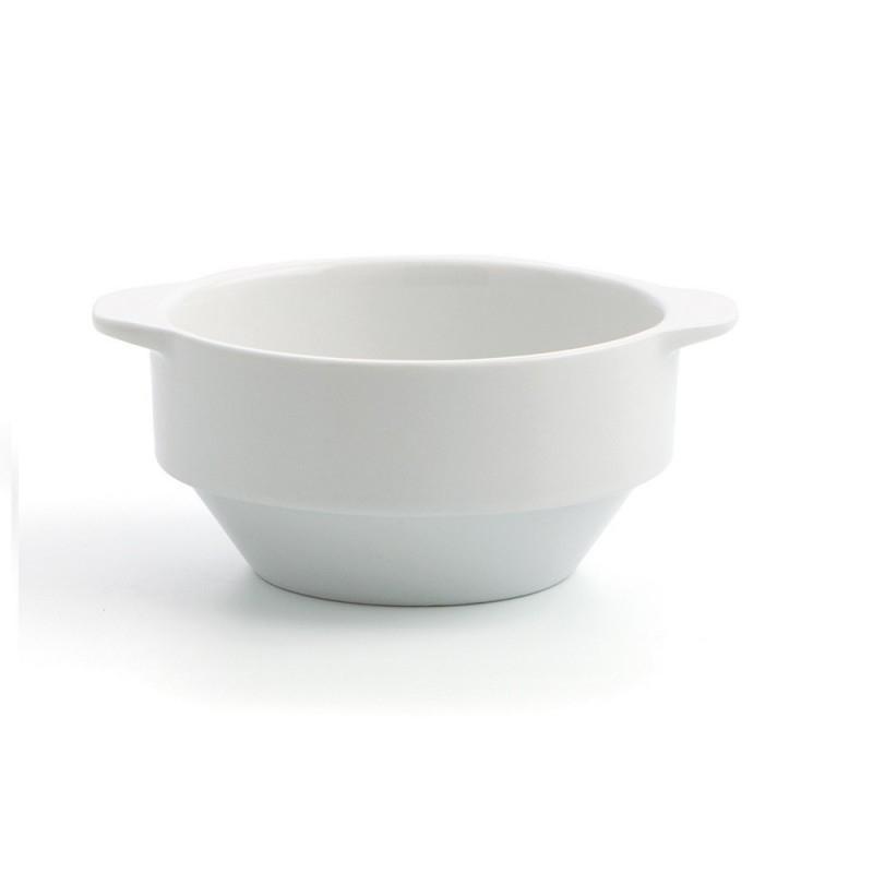 BOL DE CONSOME CON ASAS PORCELANA BLANCA COLECCIÓN MONARCH - 350 ML