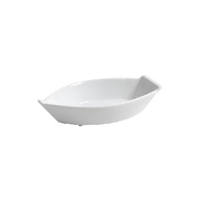 BANDEJA DE PORCELANA BLANCA FORMATO BARQUITA - 14x8x3,5 CM