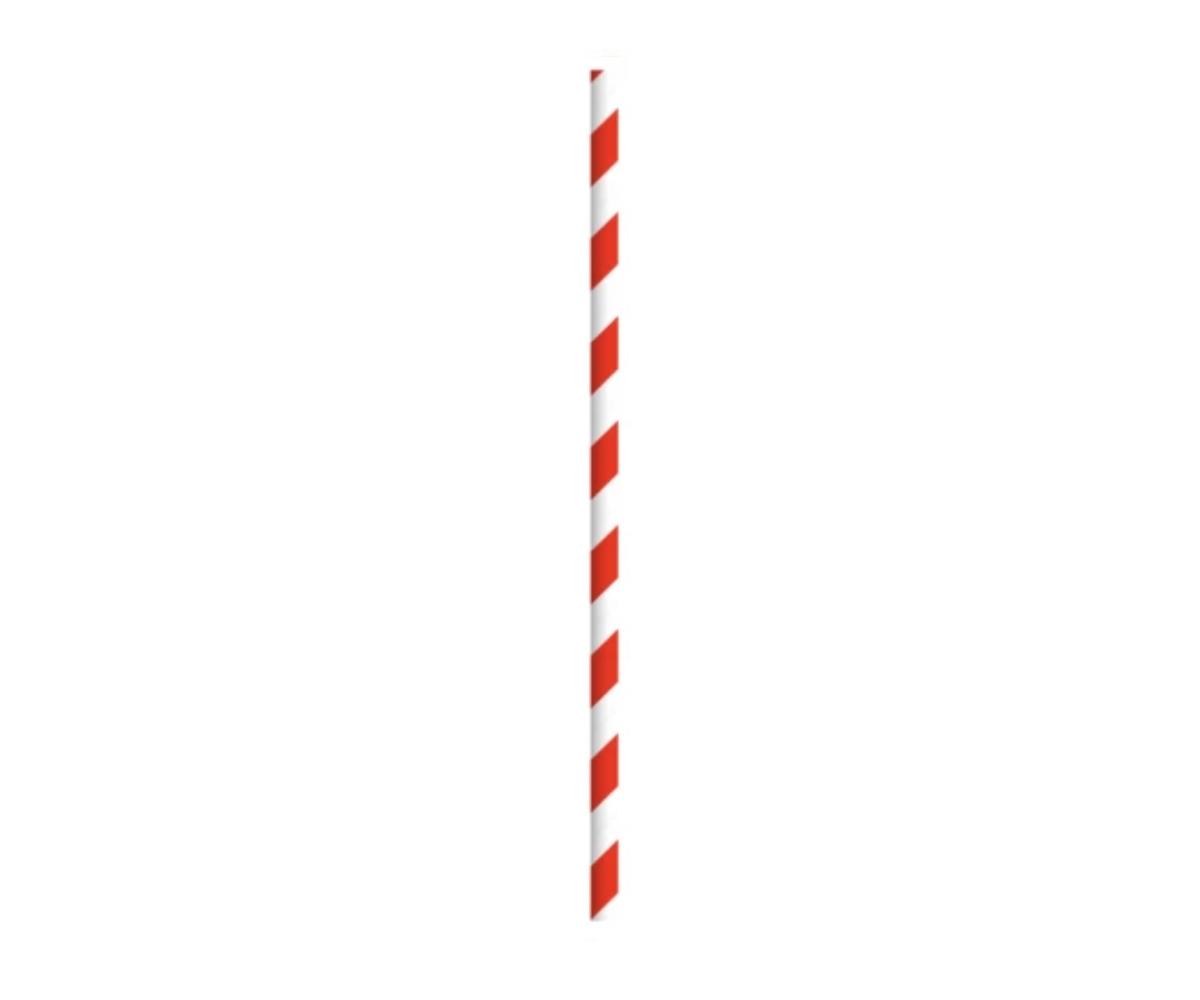 CANUTILLO RECTO DE PAPEL RAYAS ROJAS Y BLANCAS OUTLET - 0,7x20 CM (250 Unidades)