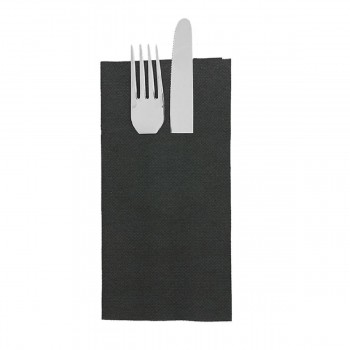 SERVILLETA NEGRA ECOLABEL DOBLADO CANGURO - 33x40 CM