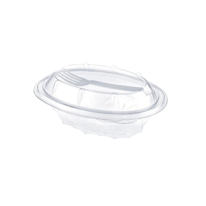 ENSALADERA CON TAPA OVALADA CON TENEDOR INCLUIDO - 370 ML (400 Unidades)