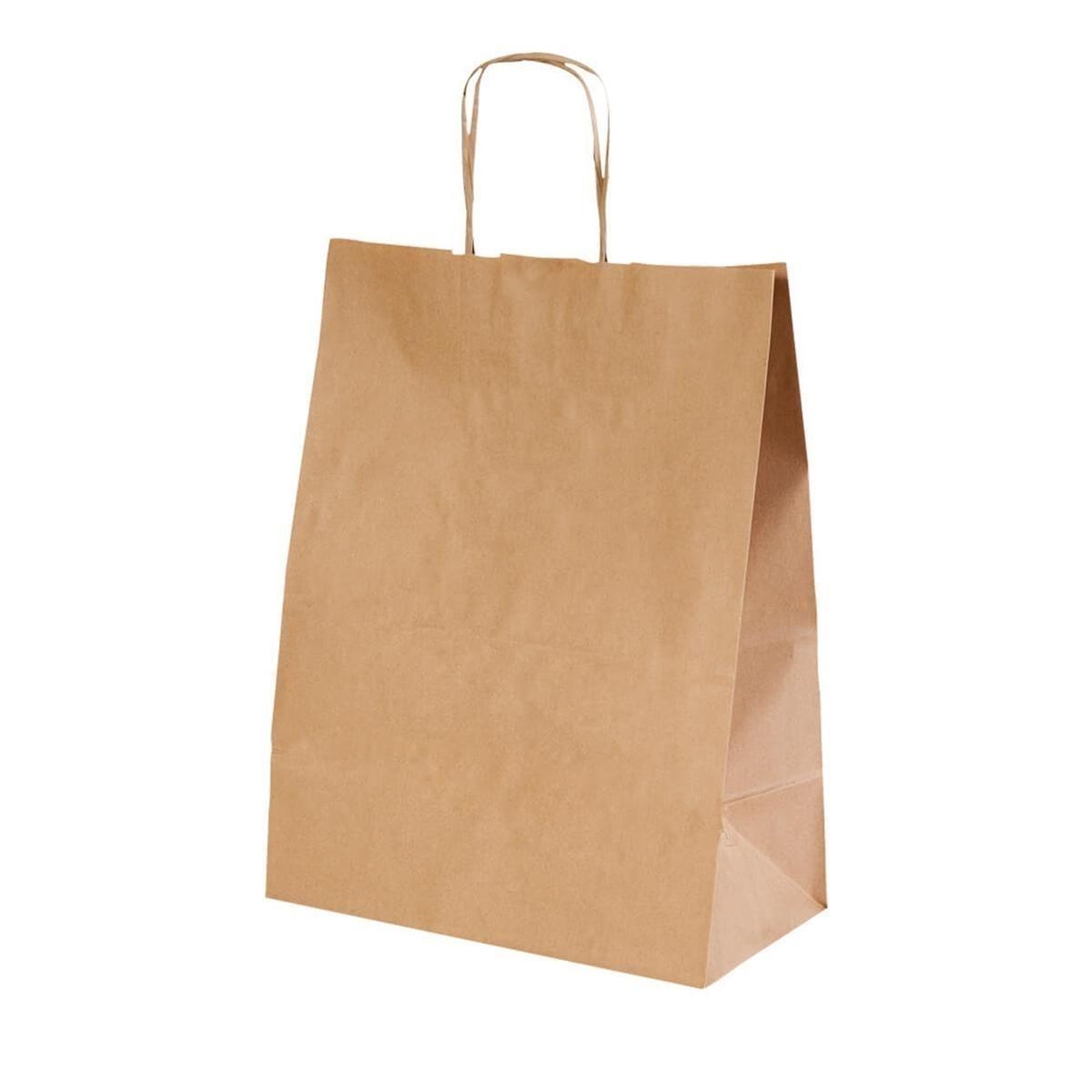 BOLSA KRAFT HAVANA DE ASA RIZADA - 32+16x43 CM (250 Unidades)