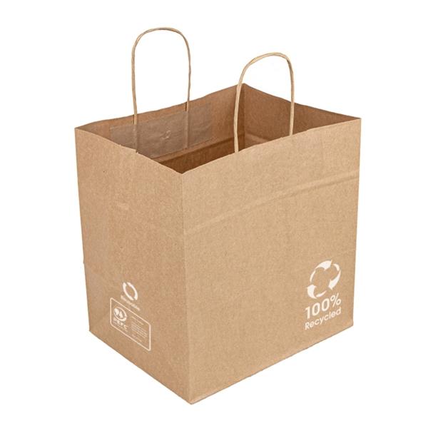 BOLSA DE PAPEL RECICLADO ASA RIZADA - 26+17x24 CM (250 Unidades)