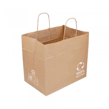 BOLSA KRAFT RECICLADO CON ASA RIZADA - 32+21x28 CM